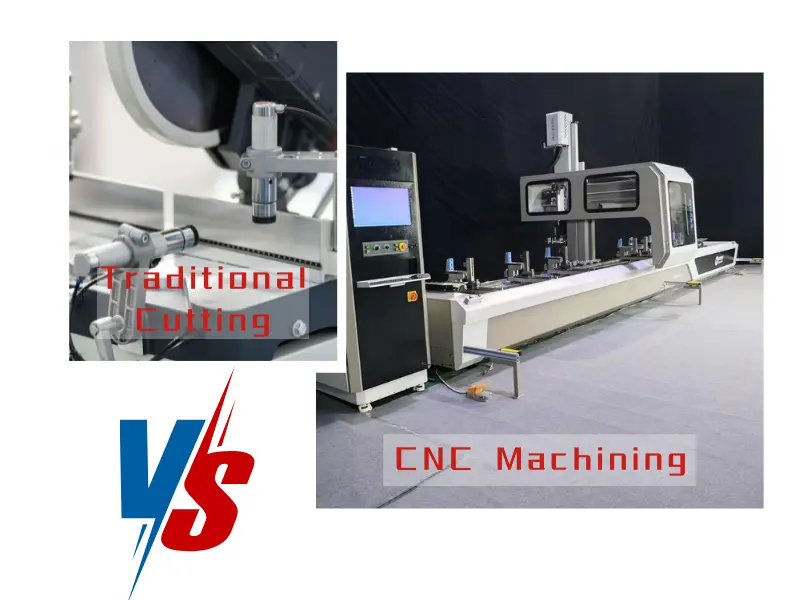 Comparison between traditional aluminum profile cutting machine and CNC machining center from Foshan factory