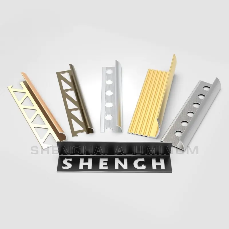 Decorative aluminum tile trim and corner protection profile in various finishes